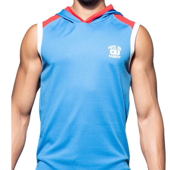 Andrew Christian Phys. Ed. Gym Varsity Hoodie Blue Large - Picture 1 of 16